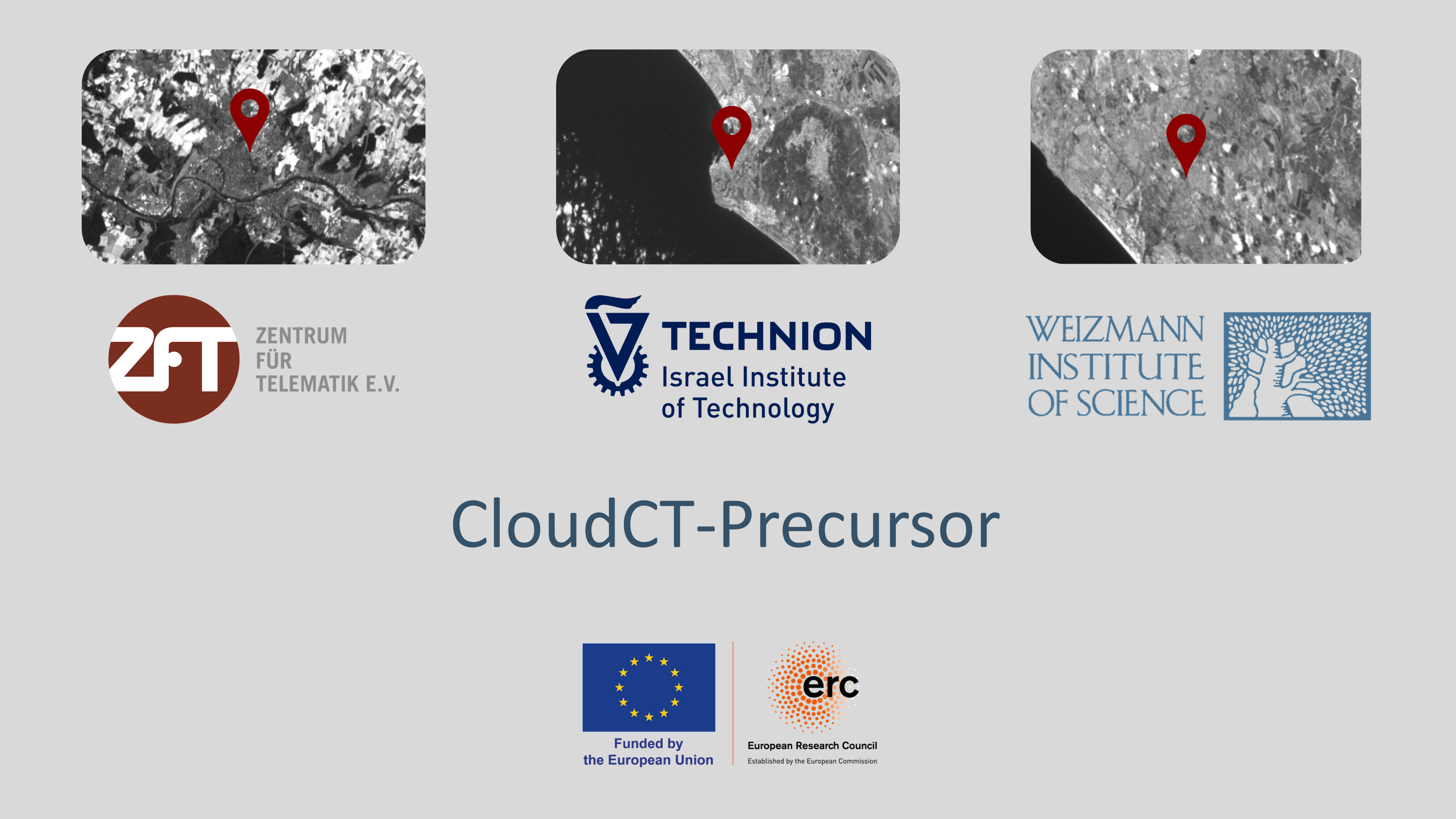 Standorte der CloudCT-Partner, erfasst vom CloudCT-Precursor-Satelliten.