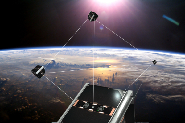 Tetraederformation von vier Kleinsatelliten